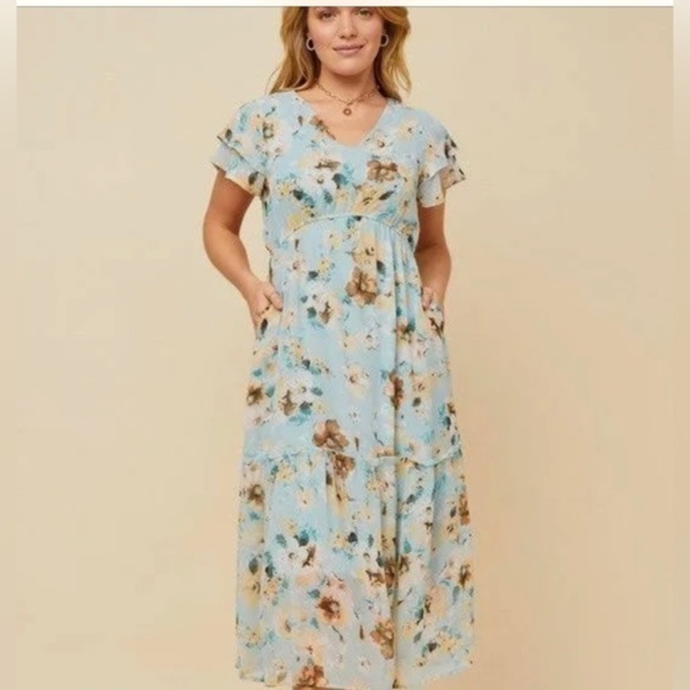 Hayden La Keana blue floral Midi Dress